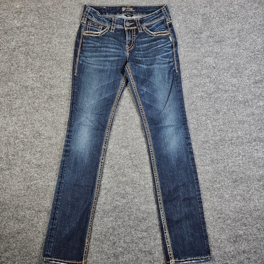 Silver‎ Suki Mid Straight Jeans Women's 27 Dark Wash Blue Denim Stretch Casual